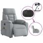 Preview: Elektrischer Massagesessel mit Aufstehhilfe Hellgrau Stoff