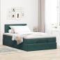 Preview: Ottoman-Bett mit Matratze Dunkelgrün 120x200 cm Samt