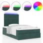 Preview: Ottoman-Bett mit Matratzen & LEDs Dunkelgrün 120x200 cm Samt