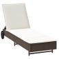 Preview: Sonnenliege mit Rollen und Auflage Braun Poly Rattan