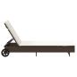 Preview: Sonnenliege mit Rollen und Auflage Braun Poly Rattan