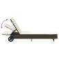 Preview: Sonnenliege mit Rollen und Auflage Braun Poly Rattan