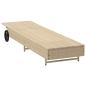Preview: Sonnenliege mit Rollen und Auflage Beige Poly Rattan