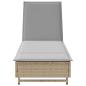 Preview: Sonnenliege mit Rollen und Auflage Beige Poly Rattan
