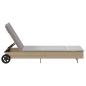 Preview: Sonnenliege mit Rollen und Auflage Beige Poly Rattan