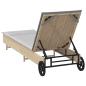 Preview: Sonnenliege mit Rollen und Auflage Beige Poly Rattan