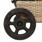 Preview: Sonnenliege mit Rollen und Auflage Beige Poly Rattan