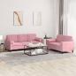 Preview: ARDEBO.de - 2-tlg. Sofagarnitur mit Kissen Rosa Samt