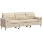 Preview: Sofa 3-Sitzer mit Zierkissen Creme 210 cm Stoff