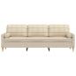Preview: Sofa 3-Sitzer mit Zierkissen Creme 210 cm Stoff