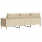 Preview: Sofa 3-Sitzer mit Zierkissen Creme 210 cm Stoff