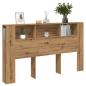 Preview: ARDEBO.de - Kopfteil mit Ablagen Artisan-Eiche 180x18,5x102,5 cm