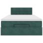 Preview: Ottoman-Bett mit Matratze & LEDs Dunkelgrün 120x200 cm Samt