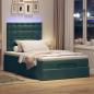 Preview: Ottoman-Bett mit Matratzen & LEDs Dunkelgrün 120x200 cm Samt