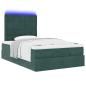 Preview: Ottoman-Bett mit Matratzen & LEDs Dunkelgrün 120x200 cm Samt