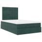 Preview: Ottoman-Bett mit Matratzen & LEDs Dunkelgrün 120x200 cm Samt