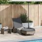 Preview: ARDEBO.de - Sonnenliege mit Rollen und Auflage Grau Poly Rattan