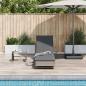 Preview: Sonnenliege mit Rollen und Auflage Grau Poly Rattan