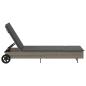 Preview: Sonnenliege mit Rollen und Auflage Grau Poly Rattan