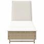 Preview: Sonnenliege mit Rollen und Auflage Beige Poly Rattan