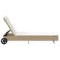 Preview: Sonnenliege mit Rollen und Auflage Beige Poly Rattan