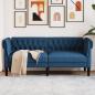 Preview: ARDEBO.de - Chesterfield-Sofa 2-Sitzer Blau Stoff