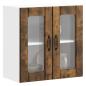 Preview: ARDEBO.de - Küchen-Hängeschrank mit Glastür Räuchereiche Holzwerkstoff