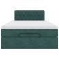 Preview: Ottoman-Bett mit Matratze & LEDs Dunkelgrün 120x200 cm Samt