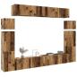 Preview: ARDEBO.de - 8-tlg. TV-Schrank-Set Wandmontage Altholz-Optik Holzwerkstoff