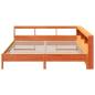 Preview: Massivholzbett mit Regal ohne Matratze Wachsbraun 180x200 cm