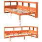 Preview: Massivholzbett mit Regal ohne Matratze Wachsbraun 100x200 cm