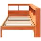 Preview: Massivholzbett mit Regal ohne Matratze Wachsbraun 75x190 cm