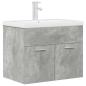 Preview: Waschbeckenunterschrank mit Einbaubecken Wasserhahn Betongrau