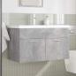Preview: Waschbeckenunterschrank mit Einbaubecken Wasserhahn Betongrau