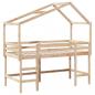 Preview: Hochbett mit Leiter und Dach 90x190 cm Massivholz Kiefer