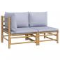 Preview: 2-tlg. Garten-Lounge-Set Hellgraue Kissen Bambus