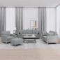 Preview: ARDEBO.de - 4-tlg. Sofagarnitur mit Kissen Hellgrau Stoff