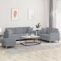 Preview: ARDEBO.de - 3-tlg. Sofagarnitur mit Kissen Hellgrau Stoff