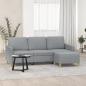 Preview: ARDEBO.de - 3-Sitzer-Sofa mit Hocker Hellgrau 180 cm Stoff