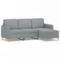Preview: 3-Sitzer-Sofa mit Hocker Hellgrau 180 cm Stoff