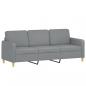 Preview: 3-Sitzer-Sofa mit Hocker Hellgrau 180 cm Stoff