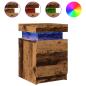 Preview: LED-Nachttische 2 Stk. Altholz-Optik 35x39x55 cm Holzwerkstoff