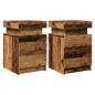 Preview: LED-Nachttische 2 Stk. Altholz-Optik 35x39x55 cm Holzwerkstoff