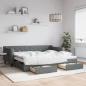 Preview: ARDEBO.de - Tagesbett Ausziehbar mit Schubladen Dunkelgrau 90x200 cm Stoff