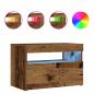 Preview: Nachttisch mit LED-Leuchten Altholz-Optik 60x35x40 cm