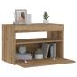 Preview: ARDEBO.de - Nachttisch mit LED-Leuchten Artisan-Eiche 60x35x40 cm