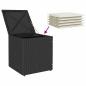 Preview: Gartenhocker mit Kissen 2 Stk. Schwarz 40x40x43 cm Poly Rattan