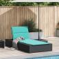 Preview: Sonnenliege mit schwebender Auflage Schwarz Poly Rattan