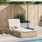 Preview: Sonnenliege mit schwebender Auflage Beige Poly Rattan