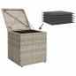 Preview: ARDEBO.de - Gartenhocker mit Kissen 2 Stk. Hellgrau 40x40x43 cm Poly Rattan